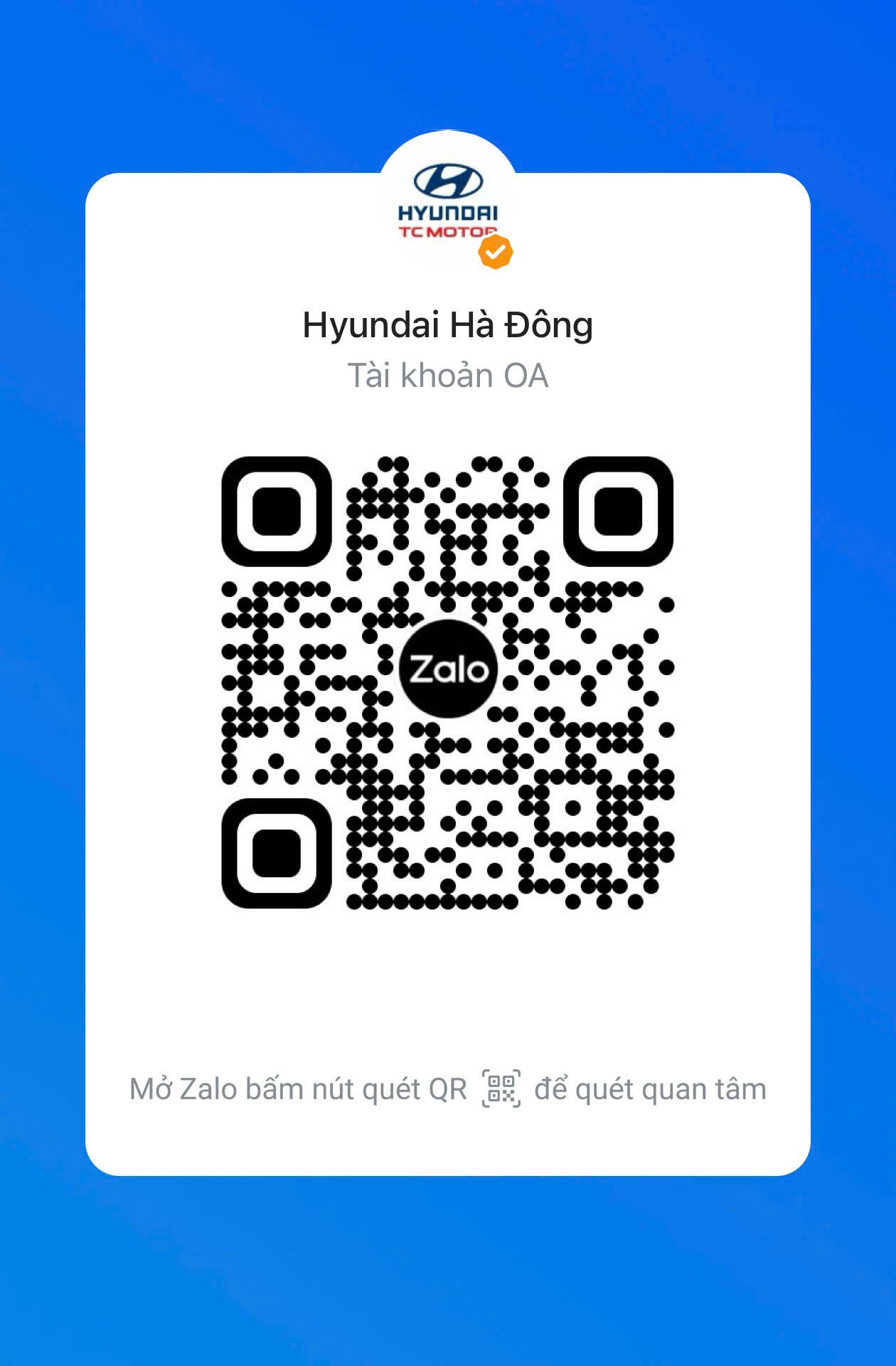 Kết nối Zalo OA Hyundai H&agrave; Đ&ocirc;ng